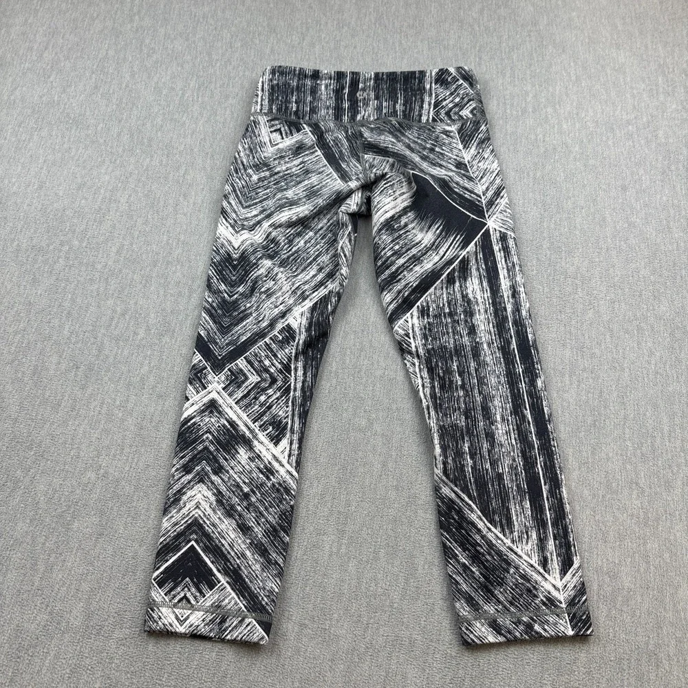 Lululemon Wunder Under Crop II Leggings Women 4 Black Heat Wave Training Gym 23